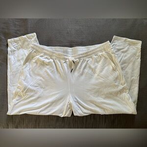 Eileen Fisher stretchy white cotton/spandex elastic waist casual pant EUC 2X